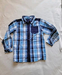 Hemd Kariert,  Blau Weiß, Druckknöpfe, Wie Neu,  Gr. 122 - Bild 1 von 3
