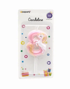 Vela Unicornio No.8 color rosa 11cm Rosa - Imagen 1 de 1