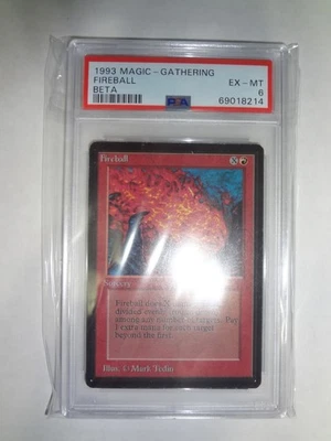 MTG MAGIC THE GATHERING CARD 1993 BETA FIREBALL PSA GRADED 6 EX-MT ENGLISH RED - Image 1 of 2