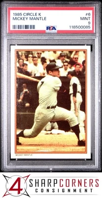 1985 CIRCLE K #6 MICKEY MANTLE HOF PSA 9 - Image 1 of 3