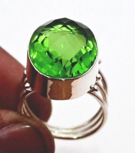 Beautiful Peridot Gemstone Handmade 925 Sterling Silver Ethnic Jewelry Ring - Picture 1 of 10