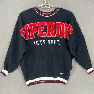 Superdry Mujer Jersey Pequeño Negro Rojo Sudadera Manga Larga Preppy Logo - Imagen 1 de 15