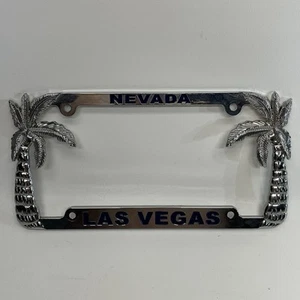 Vintage Nevada Las Vegas Metal License Plate Frame Palm Tree's - Picture 1 of 4