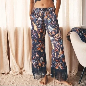 Pantalones de pijama Anthropologie Judith Schaechter con flecos en L - Imagen 1 de 8