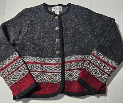 Tally Ho Wool Cardigan Sweater Button Up Long Sleeve Round Neck Womens Size PS - Image 1 of 4