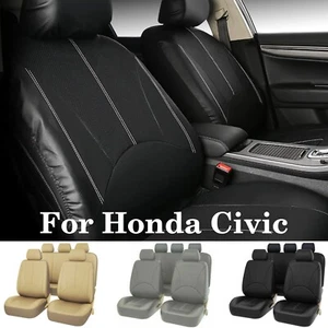 For Honda Civic Car Seat Covers Full Set Pu Leather Front Rear Protector Cushion - Foto 1 di 30