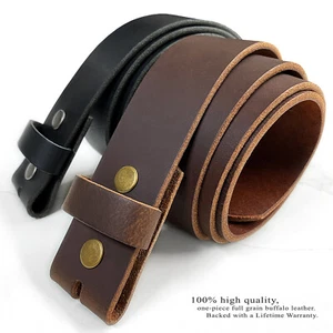 Big and Tall Belt One Piece Full Leather Belt Strap 1-1/2" wide Up to size 60" - Picture 1 of 8