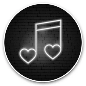 2 x Vinyl Stickers 25cm (bw) - Neon Pink Love Music Heart  #38016 - Afbeelding 1 van 8