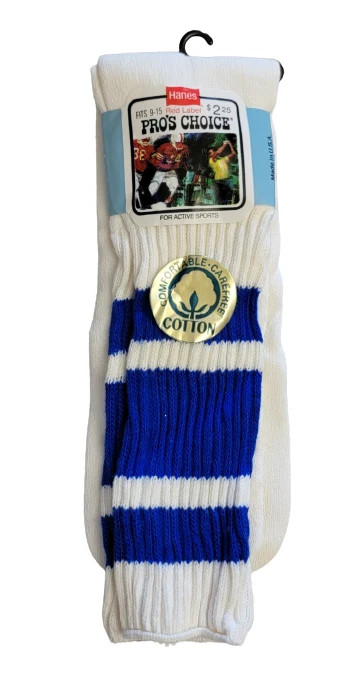 Calcetines Hanes Para Hombre 9-15 Blanco Azul Etiqueta Pros Elección 1 Par Informal Deportes Activos! Foto 1 de 1