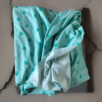 Vtg Polyester Fabric 70’s 80s Green Abstract Polka Dot Over 4 Yards 60” Wide - Image 1 of 4