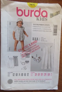 Burda 9474 Sewing pattern babies Girls Dress Booties Bloomers Cut age 12mths - Picture 1 of 10
