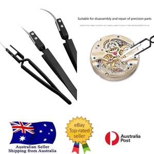 3 Pcs Ceramic Reverse Tweezers Anti-Static Straight Curved Tip Tweezer - Picture 1 of 9