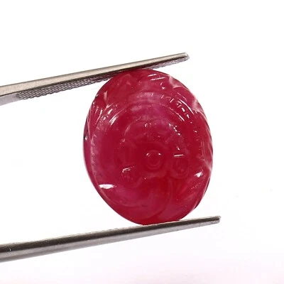 27.5ct 15.5x19.2mm Beautiful Oval Glass Filled Ruby Carved Gemstone For Jewelry - Image 1 of 4