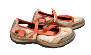 Lands End Shoes Women's Size 8 Mary Jane Flat  Walk Tan Leather Z Strap Orange