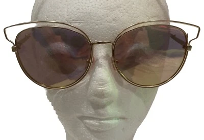 Gafas de sol para mujer Cat Eye Aviator lentes planas espejadas tono oro rosa UV 400 Foto 1 de 4