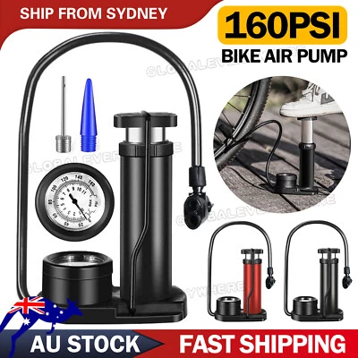 Portable Bicycle Bike Air Pump 160 PSI with Gauge Foot Floor Ball Inflator Kit - image 1 of 4