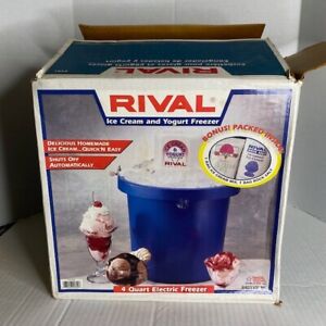 Vintage Rival Electric Ice Cream Yogurt Maker 4 Quart Blue 8401 Made In USA