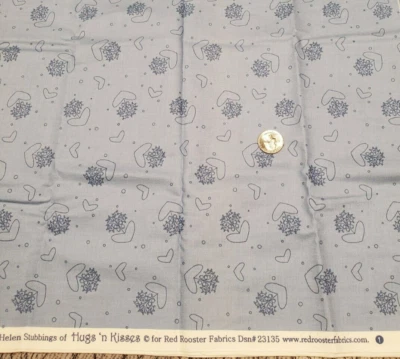 1 YD Life is Beautiful Hugs n Kisses Quilt Sewing Fabric Heart Vase Flowers - Image 1 of 3