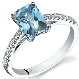 Anillo de topacio azul suizo de oro blanco 14 K corte radiante 1,75 quilates tallas 5 a 9 - Imagen 1 de 2