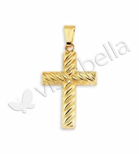 New 10k Gold Bonded Polished Swirl Cross Charm Pendant-sg45 - Picture 1 of 2