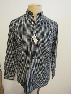ARROW, MEN'S NEW BLACK COTTON BL LONG SLEEVED PLAID SHIRT W/POCKET, SIZE S - Image 1 of 4
