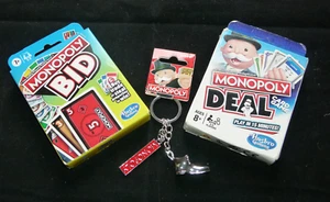Monopoly Bid & Deal Cards Games with Official MONOPOLY Key Ring - Picture 1 of 4