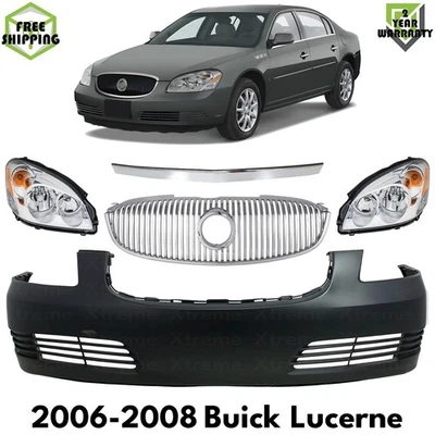 Front Bumper Cover Prime Plastic & Headlights Kit For 2006-2008 Buick Lucerne Foto 1 de 4