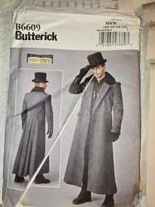 Butterick Making History Men's GreatCoat Costume Steampunk B6609 Sz MWW 38-44 - Picture 1 of 7