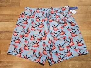 Caribbean men's swim shorts 8" inseam Big and Tall Flamingo tropical swimwear - Picture 1 of 5