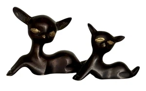 Vintage massiv Messing Bronze Hirsch Figuren 2er Set - Bild 1 von 11
