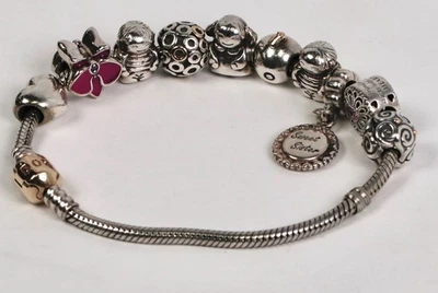 Pandora ALE 585 бочонок браслет из чистого серебра с 10 различных подвески - Изображение 1 из 4