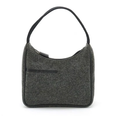 PRADA Sport Accessory Pouch Handbag Small Items Wool Nylon Dark Gray Black MV515 - Image 1 of 4