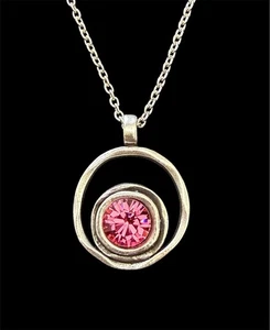 NEW Signed Patricia Locke Silver / Rose SERENITY Crystal Necklace USA Artisan 08 - Picture 1 of 4