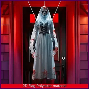 2D Halloween Horror Totenkopf Braut Flagge Halloween Horror Atmosphäre Hintergrund - Bild 1 von 28