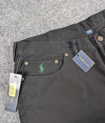 Polo Ralph Lauren Straight Fit Pants Mens 38/32 Black Chino Green Pony NWT - Image 1 of 4