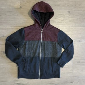 Urban Pipeline Hoodie Boys Youth Medium Red Gray Black Faux Fur Lined Full Zip - Picture 1 of 15