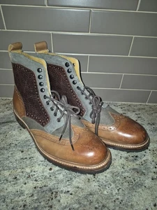 Stacy Adams Stivali Uomo 12D Goodyear Welt Punta Alare Brogue Pelle Tessuto... - Foto 1 di 16