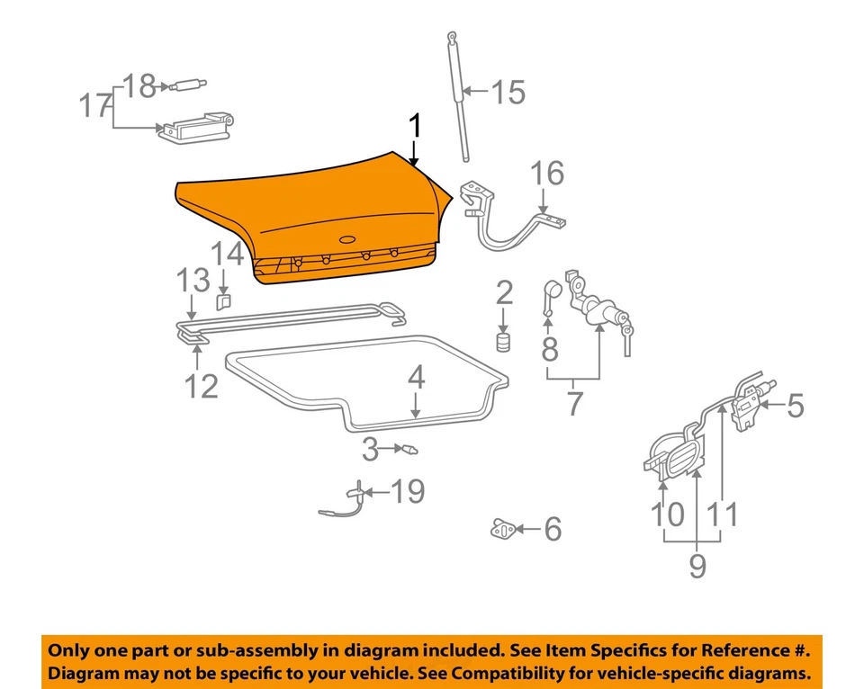 Used Deck Lid fits: 2003 Hyundai Xg series  Grade A Foto 1 de 3