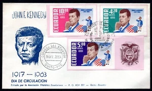 ECUADOR 1964 AIR MAIL IMPERF SET OF JOHN KENNEDY SC. #C429-C431 QUITO NOV.22.64 - Picture 1 of 2