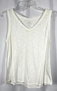 Chicos White Sleeveless Ultimate Tee Tank Top Size 1 M/8 Cotton / Modal Blend - Picture 1 of 6