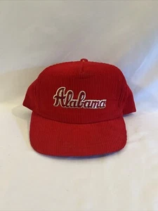 Vintage 80s Alabama Crimson Tide Snapback Hat Red Corduroy Script - Picture 1 of 5