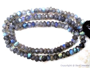 Perline gemma rondella sfaccettate labradorite 4 mm-4,5 mm micro taglio sfaccettato 6,5" Str A++ - Foto 1 di 1