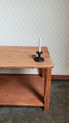 ISLAND CRAFTS Dollhouse Miniature Chamber Candle Holder with White Candle 1:12 Scale Metal