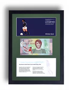 GEORGE BEST NORTHERN IRELAND LIMITED EDITION FRAMED £5 POUND NOTE FIVER - Picture 1 of 4