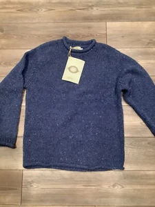 Aran NWT Blue Roll Crew Neck Sweater New XXL - Picture 1 of 4
