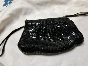 Vintage Mesh Bag Black Small Carry Night Bag,formal Vintage Preowned - Picture 1 of 3