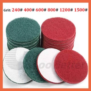 125mm Nylon Fiber Scouring Pads Hook & Loop Abrasive Cleaning Pads 240-1500 Grit - Picture 1 of 11