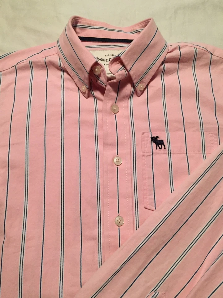 Camisa con botones rosa manga larga Abercrombie para niños talla grande  Foto 1 de 1
