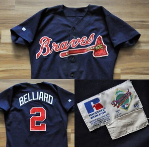 Rafael Belliard #2 Atlanta Braves Russell Jersey 1996 Team Game Issue MLB Men 40 - Picture 1 of 9