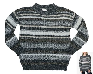 Ultra Flirt Striped Chunky Knit Tunic Style Pullover Sweater M NWT Black Multi - Picture 1 of 1